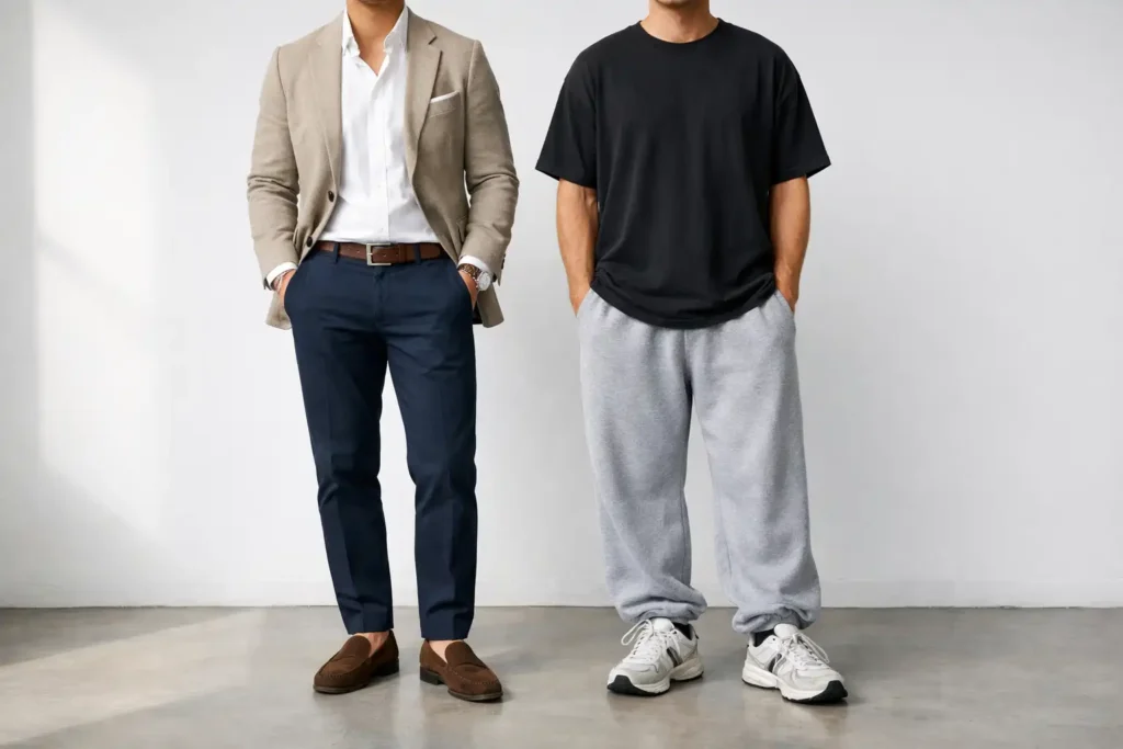 Smart casual dress code do's and don'ts outfit comparison
