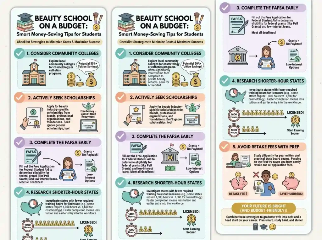 ways to reduce beauty school costs infographic